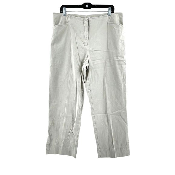 Ruby Rd Women's Plus Beige Cropped Crop Stretch Khaki Pants Size 16 - Picture 1 of 12